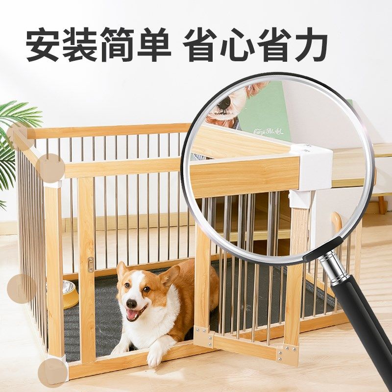 狗围栏狗笼子不锈钢室内中小型犬狗栅栏加粗加高柯基狗窝猫笼猫窝