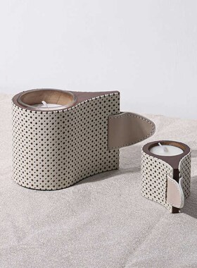 现代简约皮革斑点香薰蜡烛售楼处样板房卧室餐桌轻奢氛围软装摆件