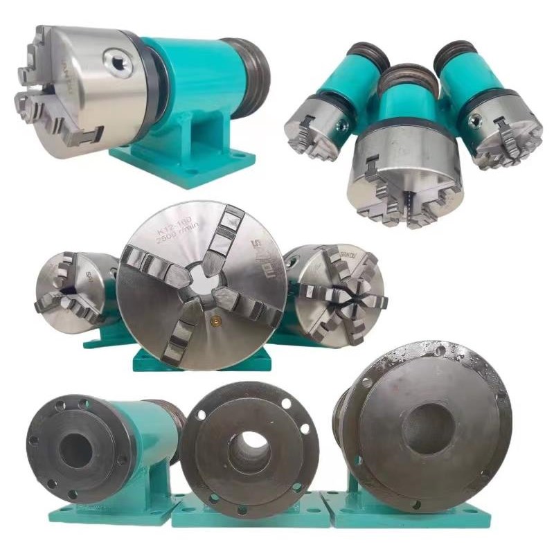 自制木工车床三爪四爪卡盘整体通孔法兰盘主轴125 160 200尾座