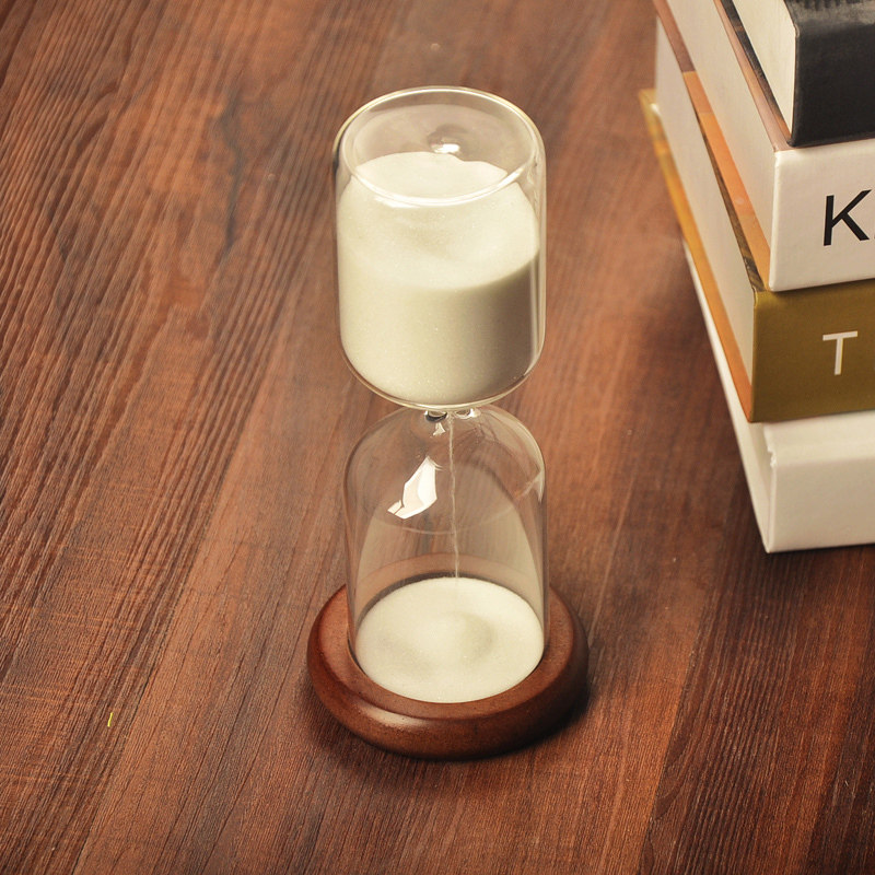【天天优惠】精致白沙沙漏 简约时尚30分钟木座玻璃沙漏计时器