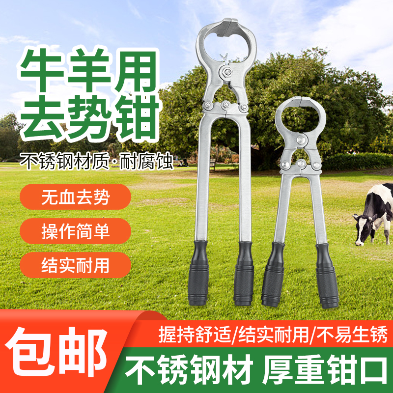 兽用去势钳猪牛羊用阉q割钳无血不锈钢去势钳器械结扎工具夹蛋钳