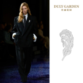 杜丽花园DULY法国高档轻奢胸针品牌白色满镶羽毛礼品配饰节日礼物