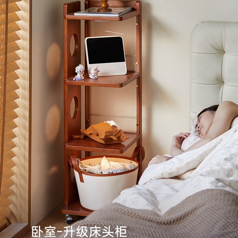 网红新款带轮子移动书柜落地角储物架I小公寓书架床边移动小书柜