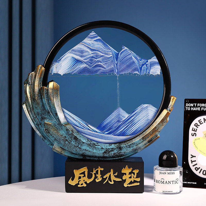 风生水起流沙g画摆件沙漏客厅书房办公室电视展示柜酒柜家居装饰