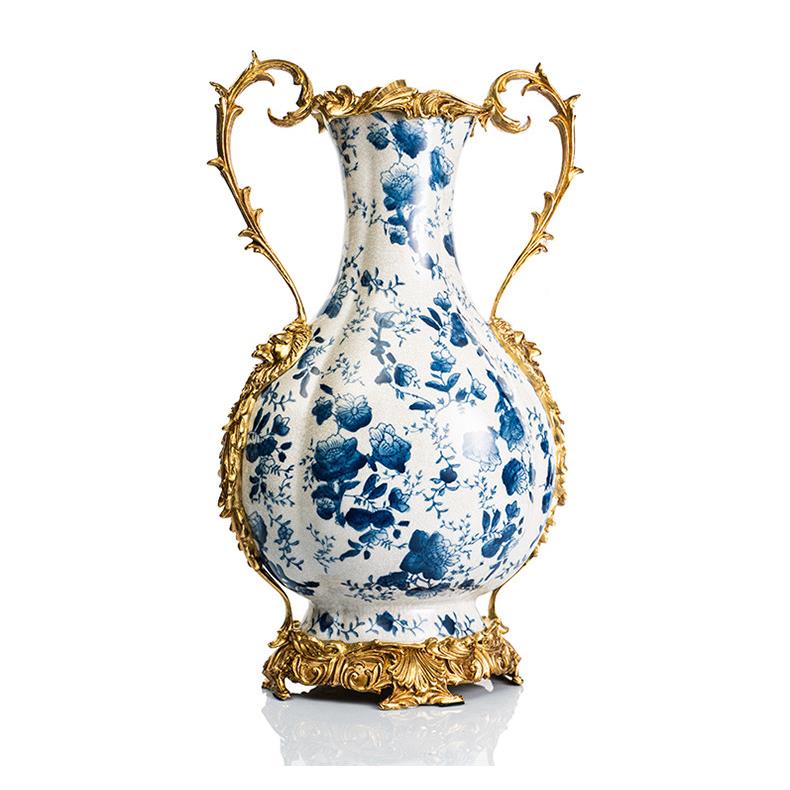 美式欧式田园风情镀铜瓷裂陶冰瓷花瓶插花装饰PTQ别品厅墅酒客店