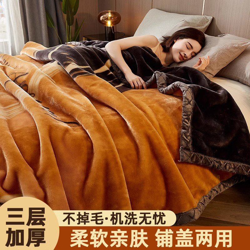 拉舍尔毛毯冬季加厚加绒午睡盖毯子床单人宿舍学生V珊瑚法兰绒被