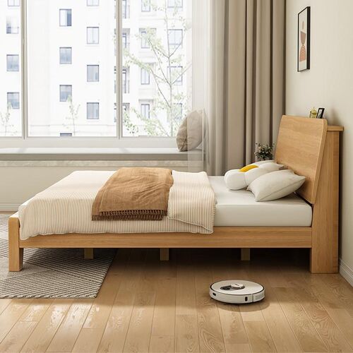 实木床双人床架1.58米大床现代简约工厂直销1米2单人床出租房家用-封面