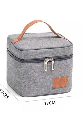 保温袋饭盒双层布艺保温袋手提便携耐脏袋外带简约V灰色耐磨小袋