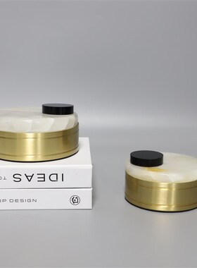 简约现代金属大理石首饰盒工艺品轻奢创意K家居软装饰品收纳盒摆