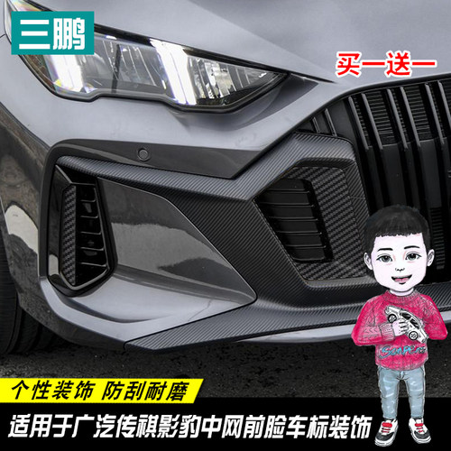 广汽传祺影豹中网前脸车标装饰碳纤维纸影豹外观改装黑武士