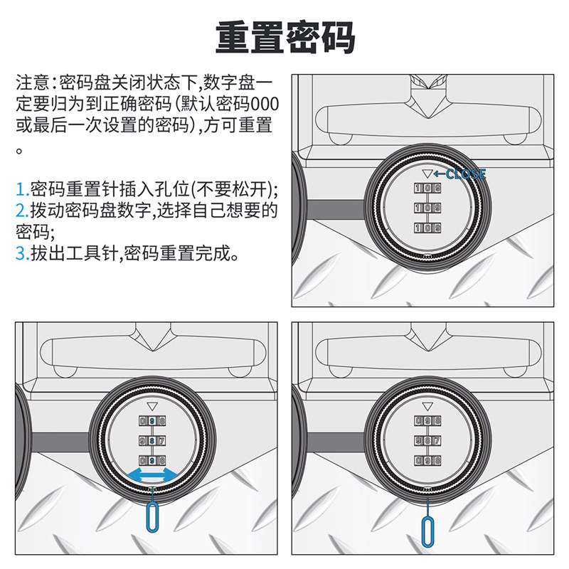 恒杰L858转动开启式面板锁货车柜锁工程车工具箱锁T型带密码盘锁