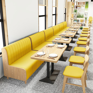 奶茶店桌椅实木咖啡厅卡座西面馆汉堡小吃寿司甜品店沙发