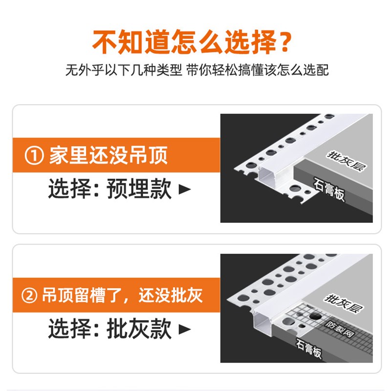 led线条灯嵌入式双眼皮吊顶流水灯带铝槽线形灯卡槽预埋线性灯槽