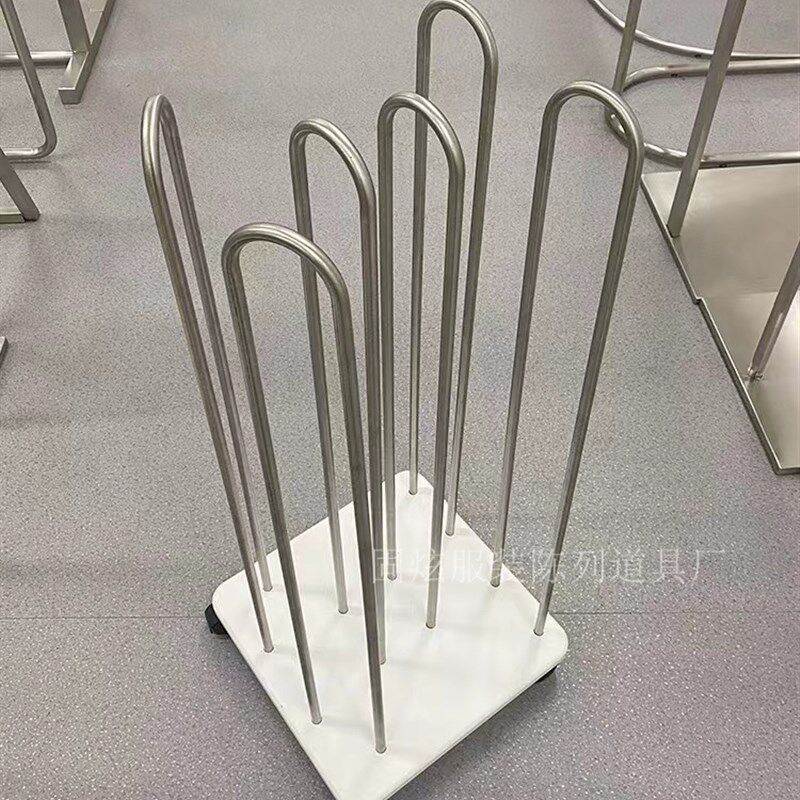 服装店衣架收纳整理架不r锈钢带轮子落地式货架可移动放衣架的架