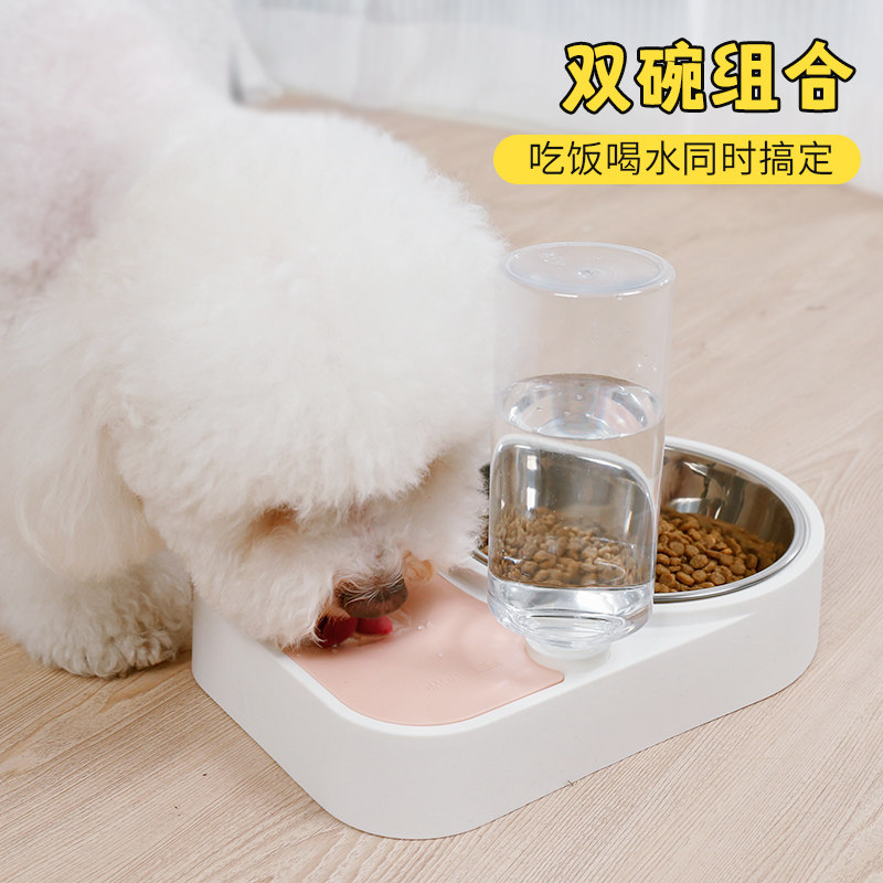 不湿嘴两用宠物h碗 狗碗猫碗双碗自动续水碗喝水猫食盆狗盆防打翻