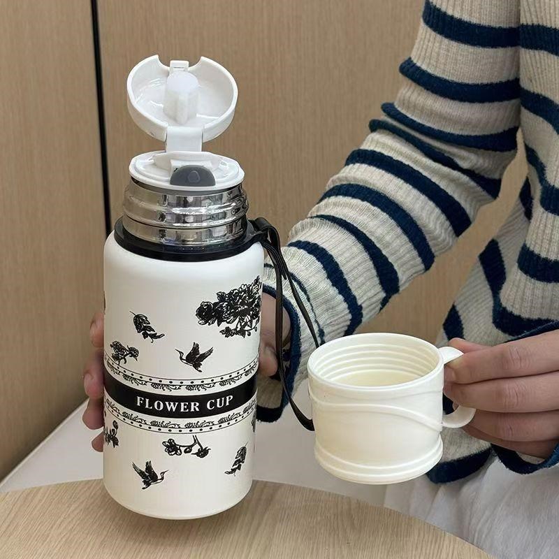 栀子花2024随手杯女新款大容量水杯316不锈钢保温杯高颜值喝茶杯