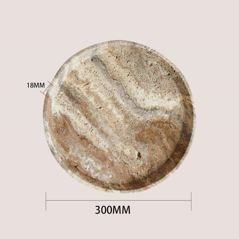 果盘首饰侘寂风桌面样板房卫生间收纳大理石托盘天然摆件洞石置物