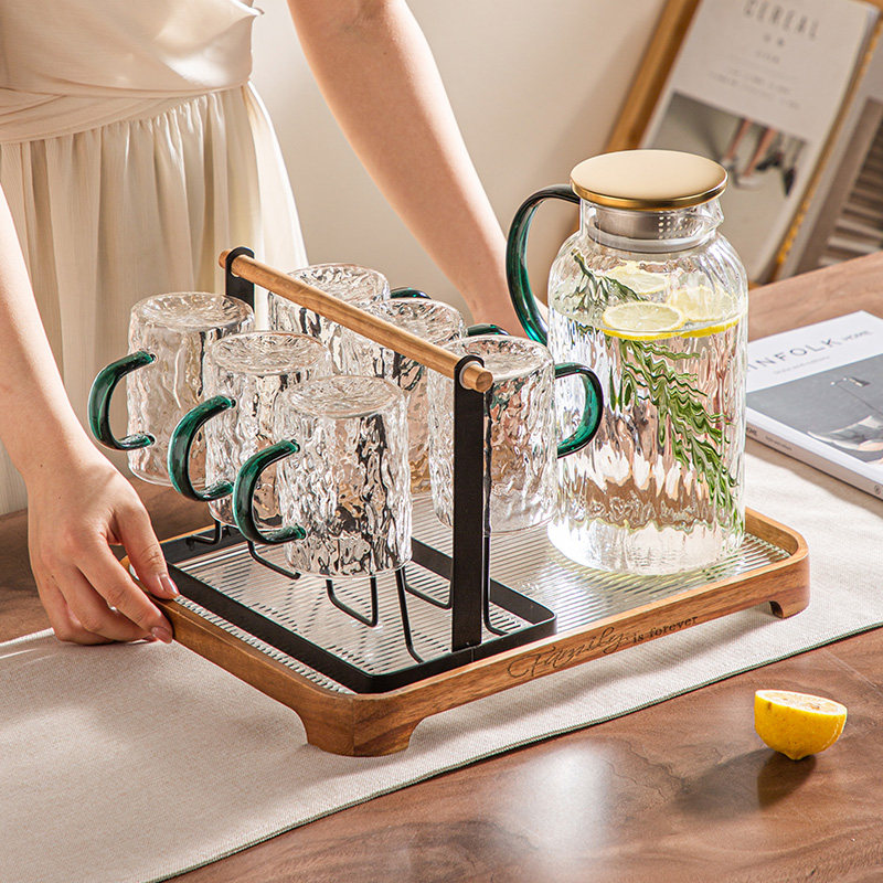 凉水壶玻璃耐高温冷水壶家用客厅大容量开水杯果汁杯喝茶水壶套装