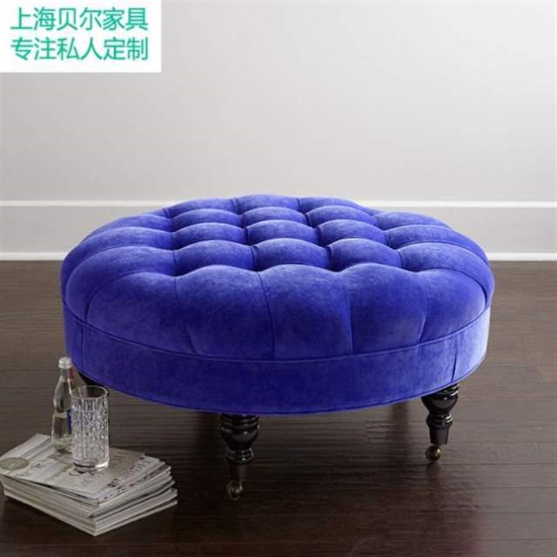 圆凳凳服装店沙发脚凳换鞋美甲布艺沙发实木凳大搁凳灰色床尾小