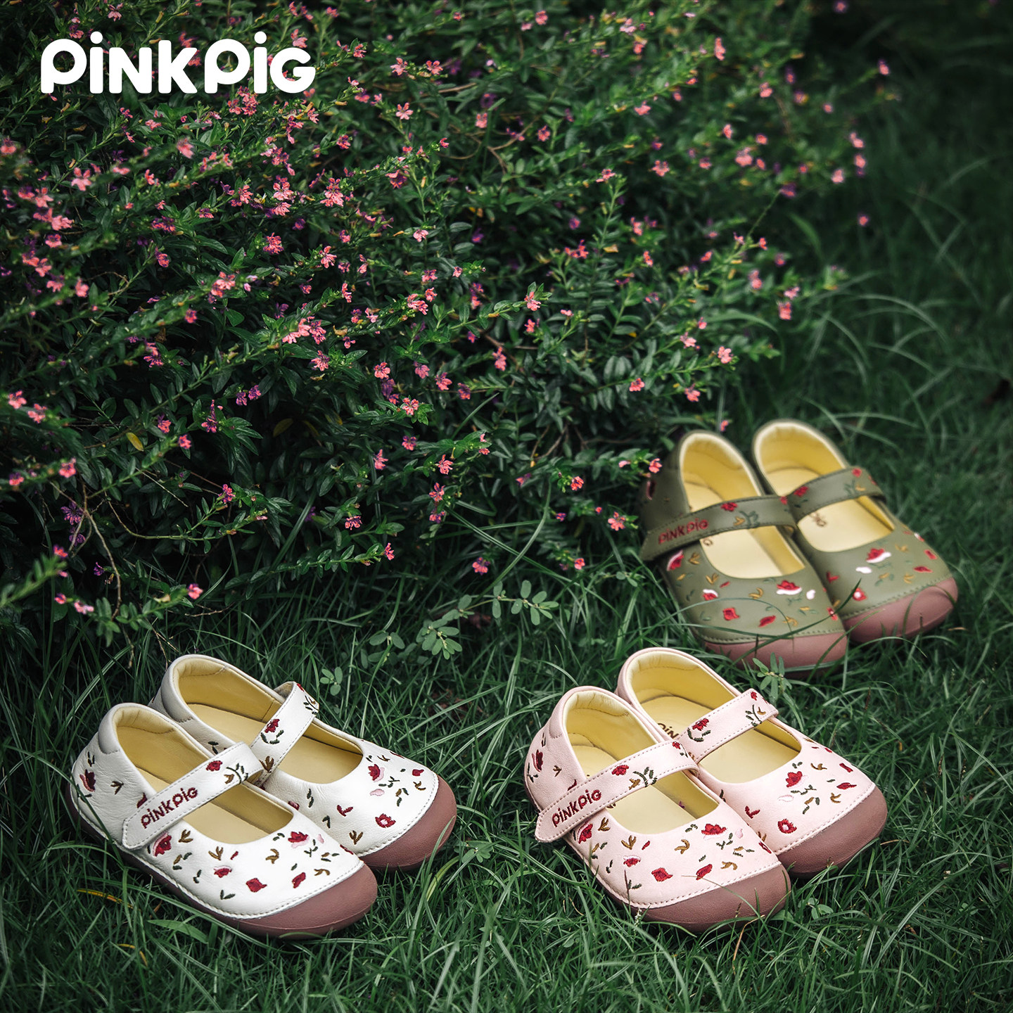 【森系碎花】PINKPIG真皮女童鞋新品宽楦赤足鞋软底防滑幼儿园鞋