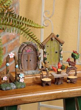 精灵之家树脂门桌椅多肉微景观装饰绿植花盆花园家居园艺装饰摆件