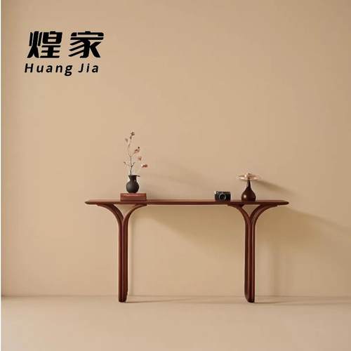 煌家新中式入户正对门玄关台胡桃木玄关桌长条案家用供桌极窄吧台