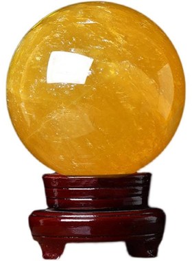 水晶球摆件客厅办公室装饰摆件工艺品开业礼物天然黄色水晶球