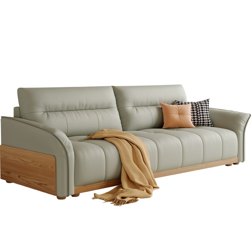 2024新款猫爪皮实木折叠两用沙发小户型客厅双三人直排家用沙发床