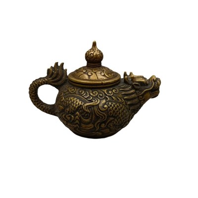 古韵斋 仿古龙头龙把铜酒壶摆件家居装饰工艺品 古玩收藏铜壶