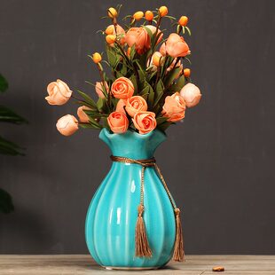 甄选欧式陶瓷插花花现简约创意客厅干花器家居样板间装饰品摆件