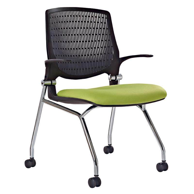 灰色折叠会议椅带k扶手翻板移动办公椅大学讨论室椅加厚学生培训