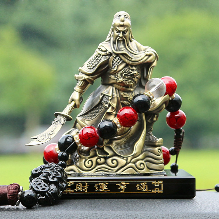 合金关公武财神车载香水摆件