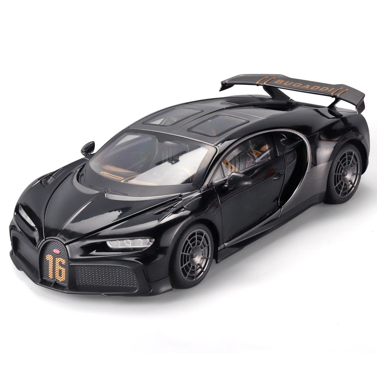 黑曼巴合金车模1:18布加迪凯龙跑车带声光玩具车音乐模型摆件藏品