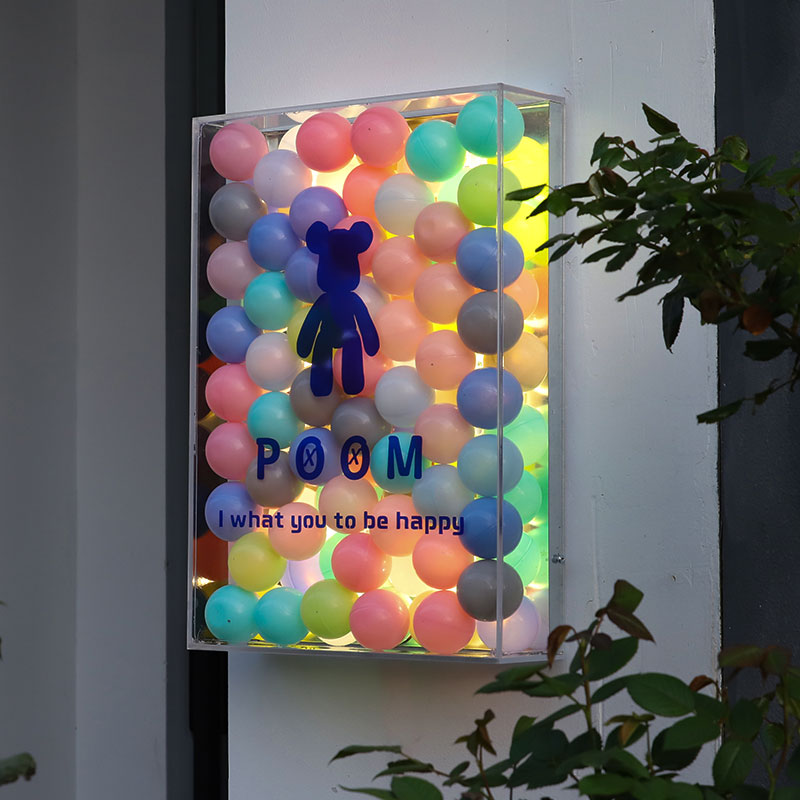 网红海洋球透明亚克力发光广告牌灯箱灯牌展示牌个性定制牌匾门头