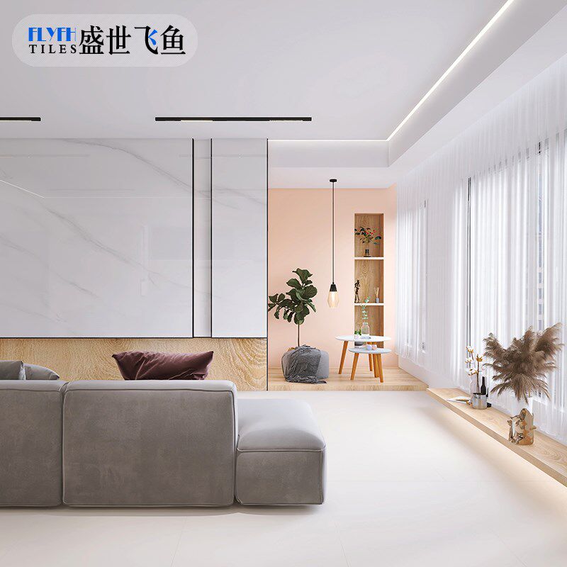 素色纯白大板瓷砖750x1500米色粉色灰色客厅餐厅柔光微水泥地砖