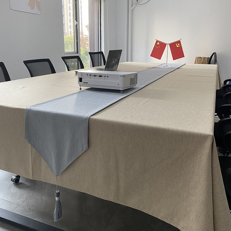 会议桌布纯色办公室长方形大尺寸定制酒店活动会展会议室防水防油图片