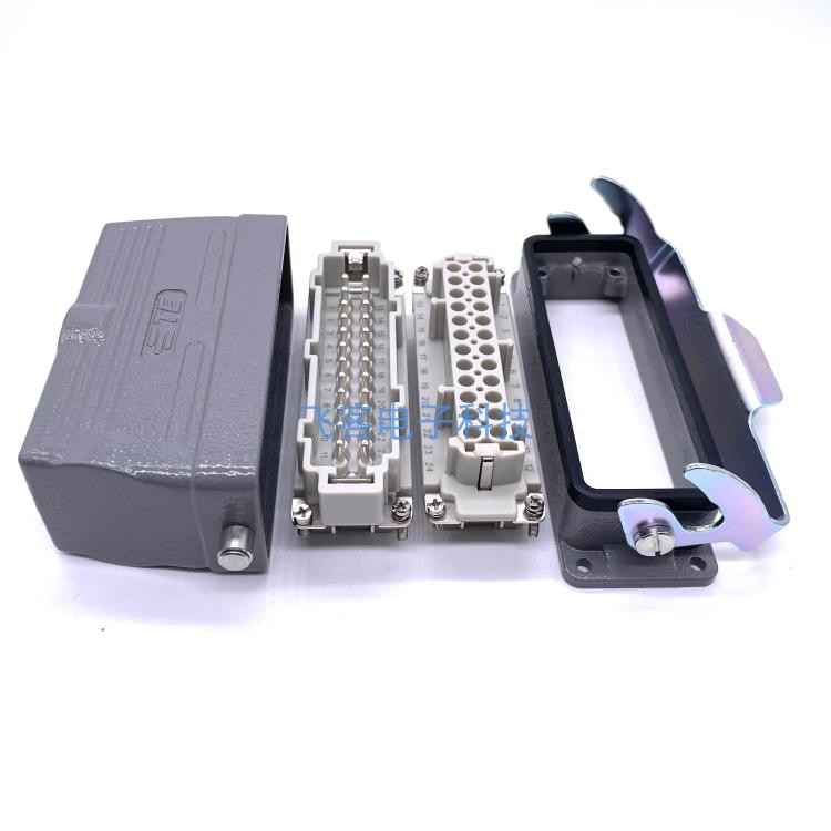 TE泰科重载连接器HDC-HE-024-M/F 24针24芯 24B单扣顶出 航空插头