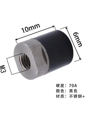 AAL-聚氨酯包胶螺母铣扁扳手位防撞减震缓冲压块优力胶头黑色70度