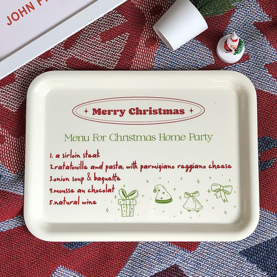 Endless stars 圣诞节装饰托盘收纳盘置物盘奶油色韩式收纳装饰盘