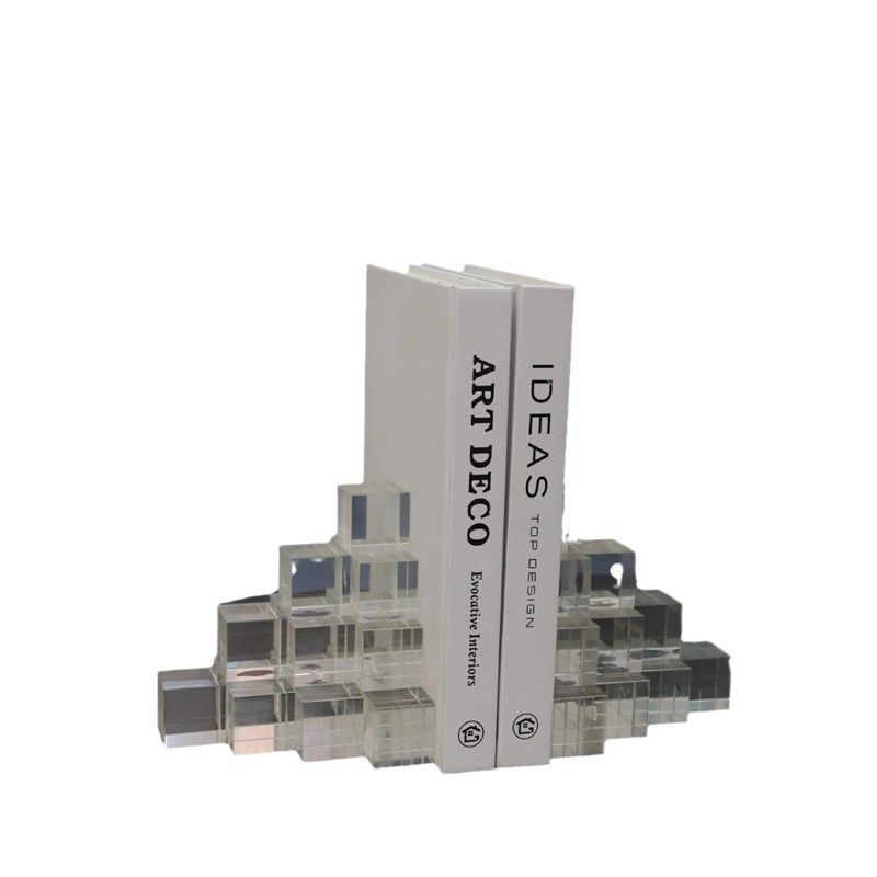 现代简约水晶梯形书档书立摆件样板房客厅酒柜书柜家居装饰品,特色手工艺,其他特色工艺品,淘宝优惠券,粉丝福利购,淘宝优惠卷