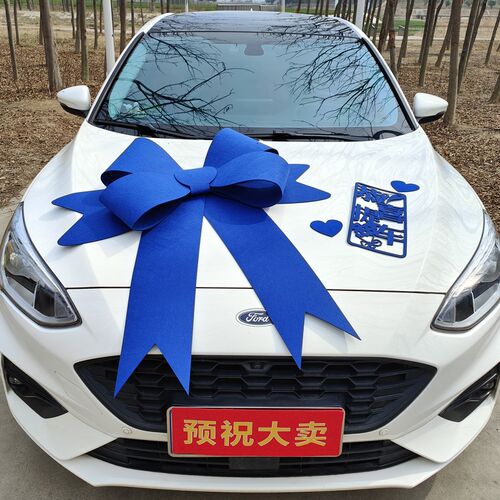 汽车4s店交车仪式布置大蝴蝶结新车提车大红花球展厅展车装饰拉花