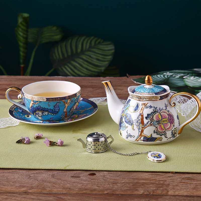轻奢英式茶壶骨瓷咖啡杯碟套装客厅家用杯具水具陶瓷单人子母壶勺