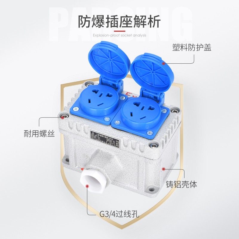 插座防爆 防爆插头插座 单联双联三联四联10A16A 5孔10孔