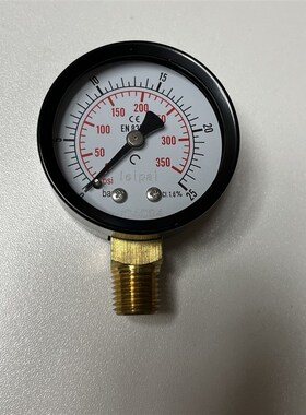 表壳直径50mm 压力表 0-25bar 0-350psi 表面50mm 表径5cm npt1/4