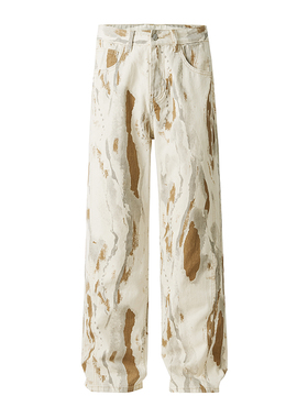 DESIGNSECRETS 25FW高端设计感扎染牛仔裤男纯棉加厚涂鸦秋冬裤子