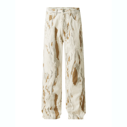 DESIGNSECRETS 25FW高端设计感扎染牛仔裤男纯棉加厚涂鸦潮流裤子