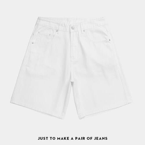 日本品牌白色牛仔短裤男夏季直筒