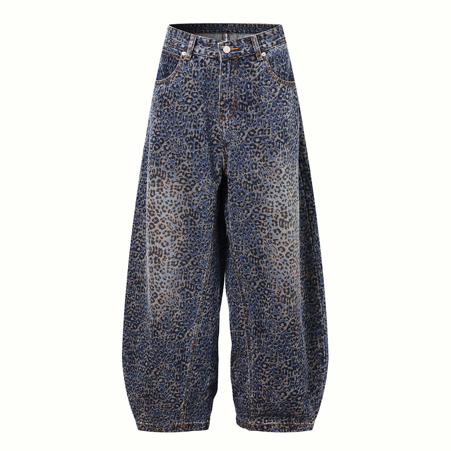 DESIGNSECRETS 25FW渐变豹纹设计感牛仔裤男休闲复古弯刀阔腿裤子