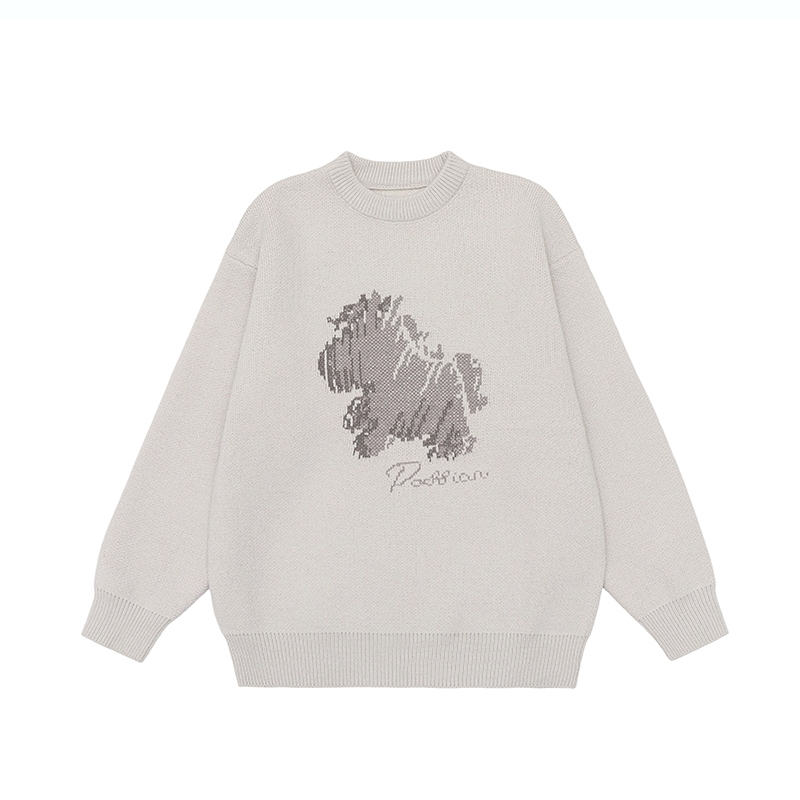 DESIGNSECRETS  25FW美式小众设计感刺绣毛衣男士宽松休闲针织衫