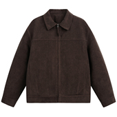 高级感麂皮翻领棉衣男宽松短款 DESIGNSECRETS 25FW美式 棉服外套潮